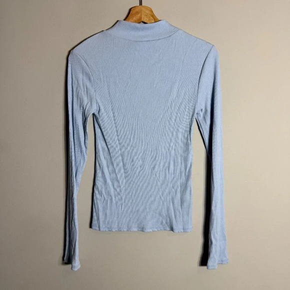 NWOT By Together Every Layer Top Ribbed Mock Neck Women's Medium Light Blue - Picture 8 of 11